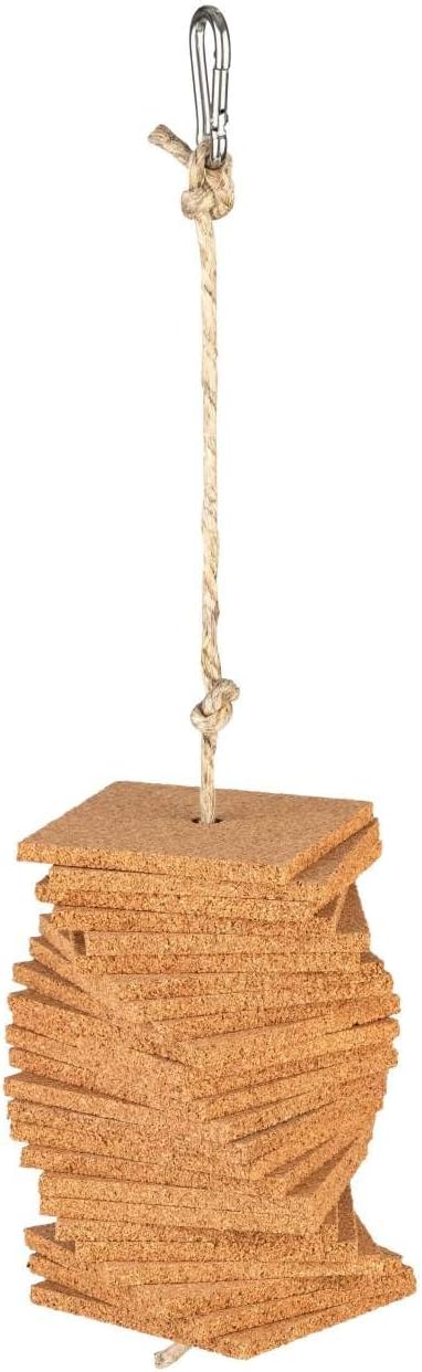 Knabberkette | Kletterseil aus Kork | Schnabelpflege | Schaukel für Papageien und Wellensittiche | N
