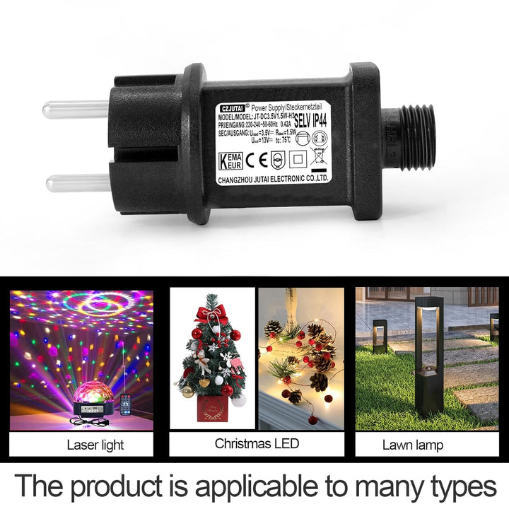 3,5 V 1,5 W LED-Transformator CZJUTAI IP44 Stromversorgung für Weihnachtsbeleuchtung mit Stecker – E