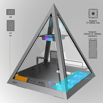 AZZA Pyramid L - ATX Pyramid Showcase Gehäuse, GPU bis 330mm