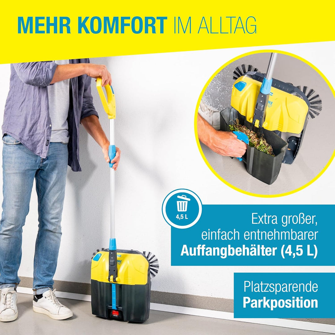 GLORIA Akku-Kehrmaschine EasySweep 18V | Elektrischer Akkubesen & Kehrbesen für Indoor & Outdoor | E