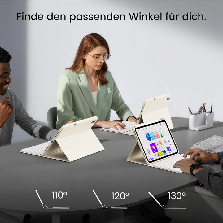 Hülle mit Tastatur für iPad 11/10 Generation mit Stifthalter, Magnetisch Abnehmbare Kabellose Blueto