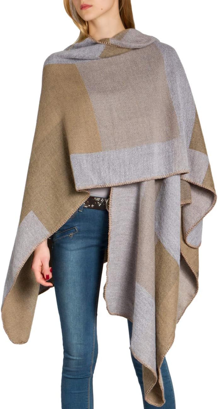 Caspar PON008 Damen Poncho Einheitsgrösse braun, Einheitsgrösse braun