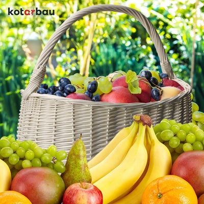 KOTARBAU® Weidenkorb Einkaufskorb geflochten 440 x 280 mm Korb aus Weide Weiss gross Einkaufskorb ge