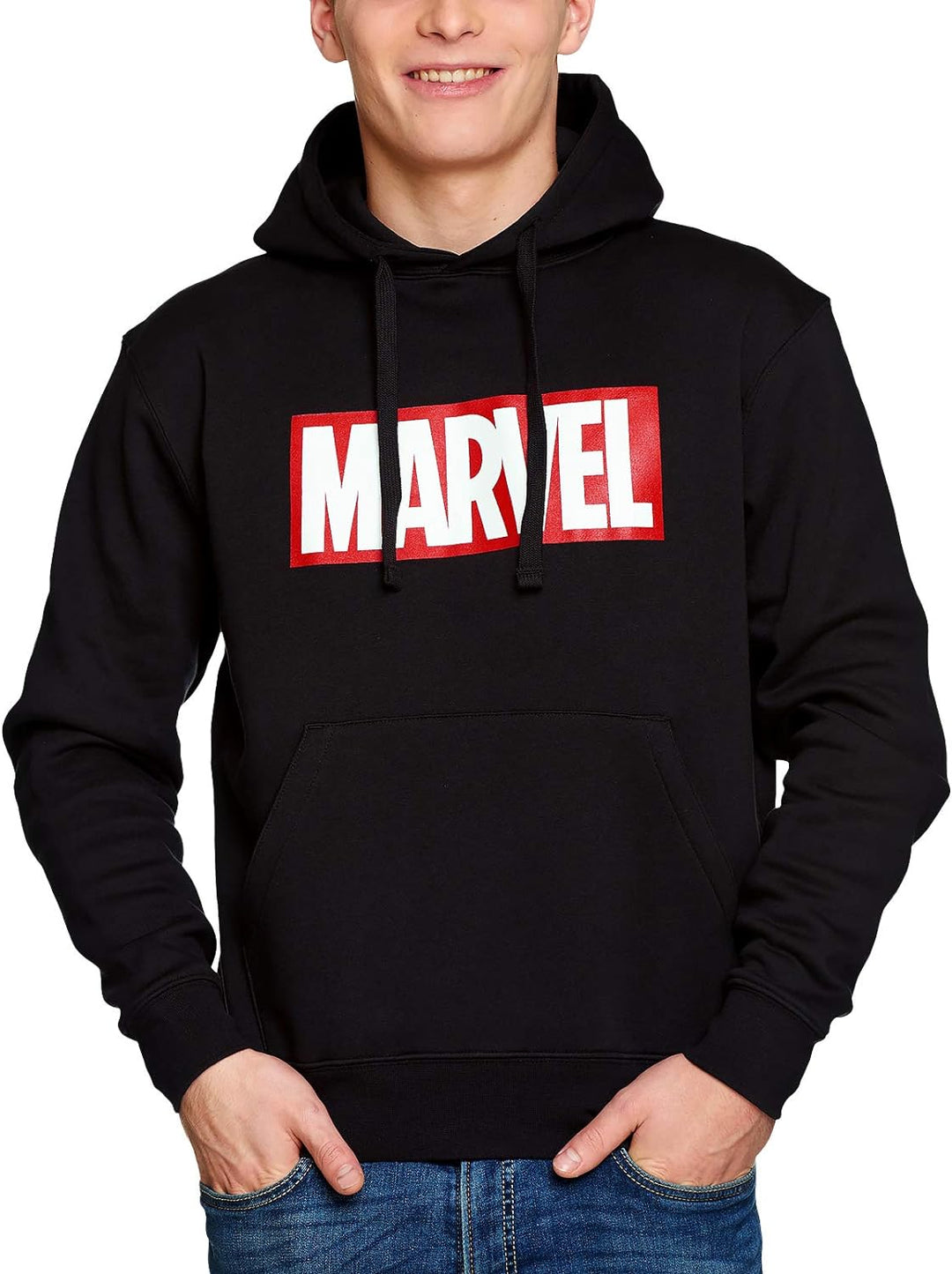 Elbenwald Marvel Hoodie Logo Frontprint mit Kapuze für Herren schwarz - XL