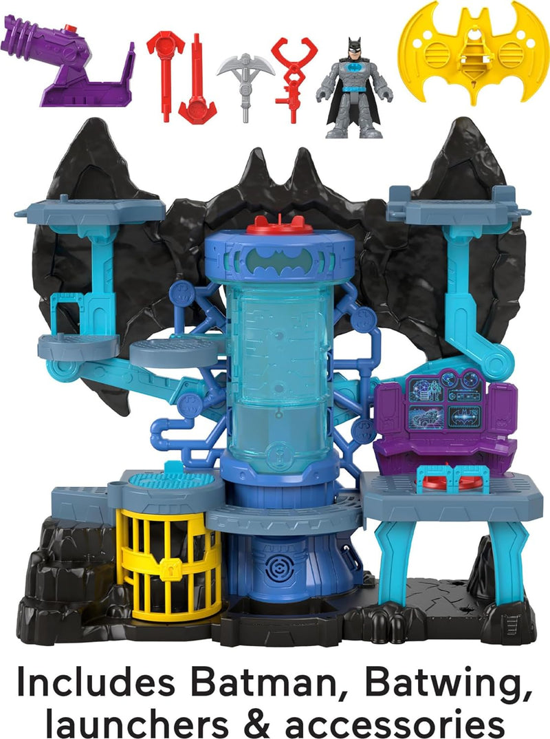 Fisher-Price Imaginext HGN70 - Super Friends Bat-Tech Bathöhle, Batman-Spielset mit Lichtern und Ger