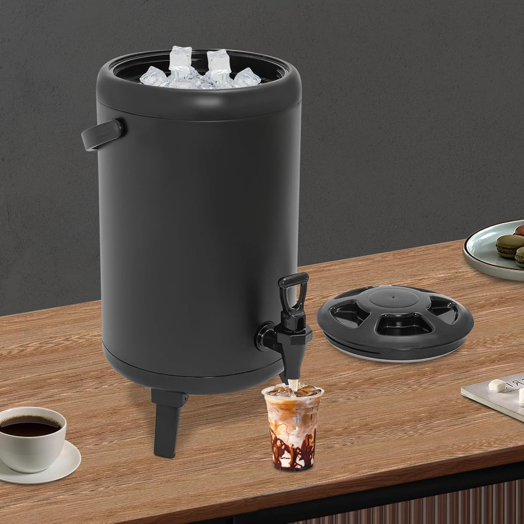 10L Isolierter Getränkespender Edelstahl mit Zapfhahn Gastro Transport Thermobehälter für Heisse&Kal