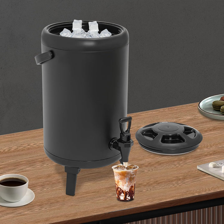 10L Isolierter Getränkespender Edelstahl mit Zapfhahn Gastro Transport Thermobehälter für Heisse&Kal