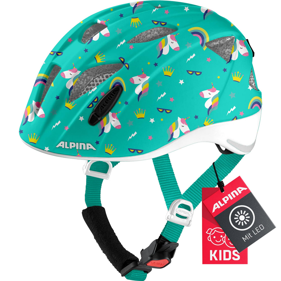 ALPINA XIMO Flash - Leichter, Sicherer und Bruchfester Fahrradhelm Mit LED-Licht Für Kinder Unicorn