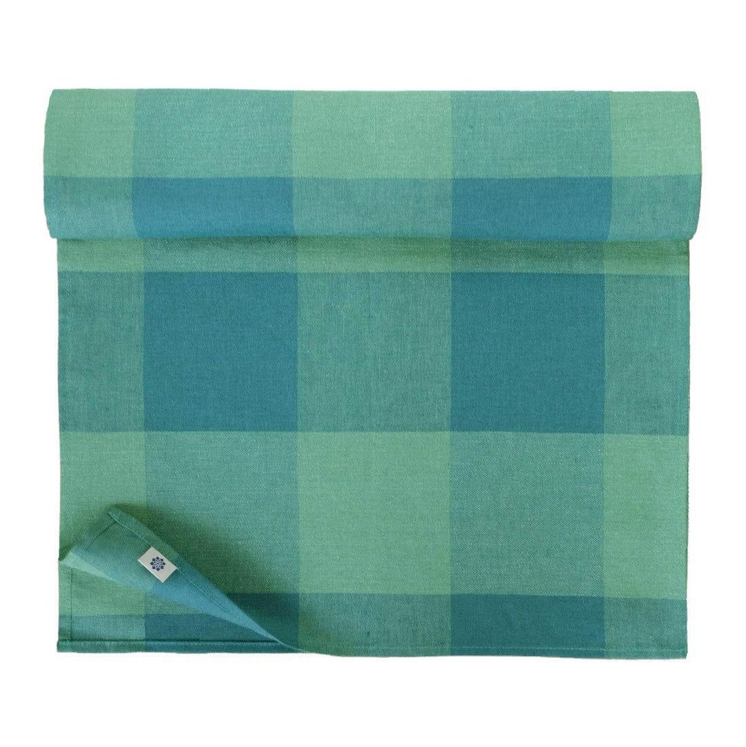 Linen &amp; Cotton Tischläufer Stoff Läufer Tischwäsche Kariert Bunt Emerald - 100% Leinen, Grün Mint Gr