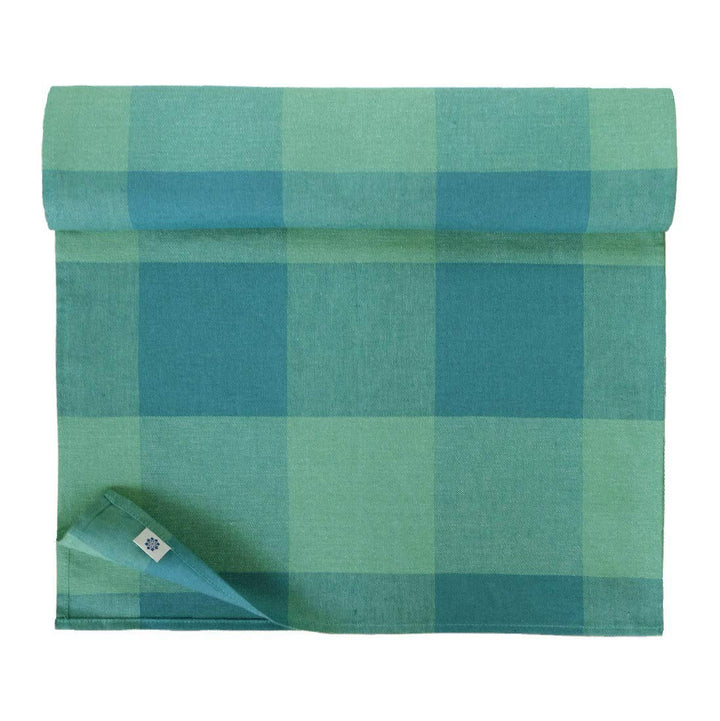 Linen &amp; Cotton Tischläufer Stoff Läufer Tischwäsche Kariert Bunt Emerald - 100% Leinen, Grün Mint Gr
