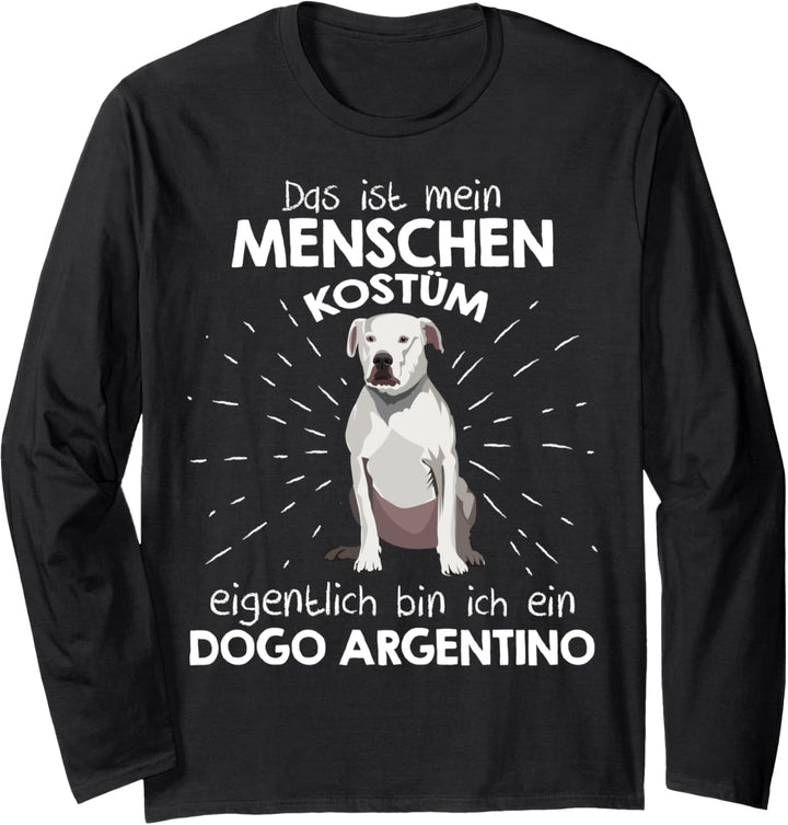 Mein Menschen Kostüm Bin ich ein Dogo Argentino, Halloween Langarmshirt