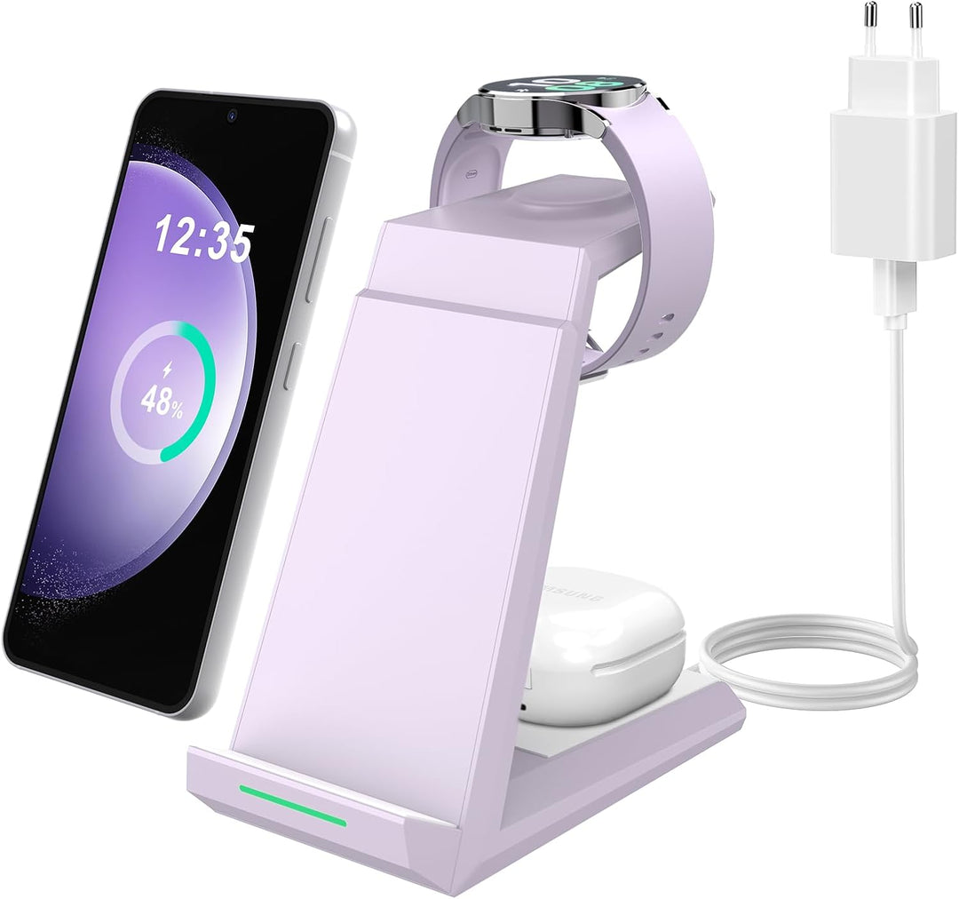 NANAMI Induktive Ladestation für Samsung Wireless Charger 3 in 1 Ladestation Kompatibel für Galaxy W