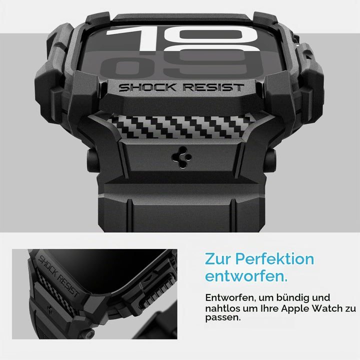 Spigen Rugged Armor Pro Hülle mit Armband Kompatibel mit Apple Watch 11/10 42mm (2025/2024) Schwarz,
