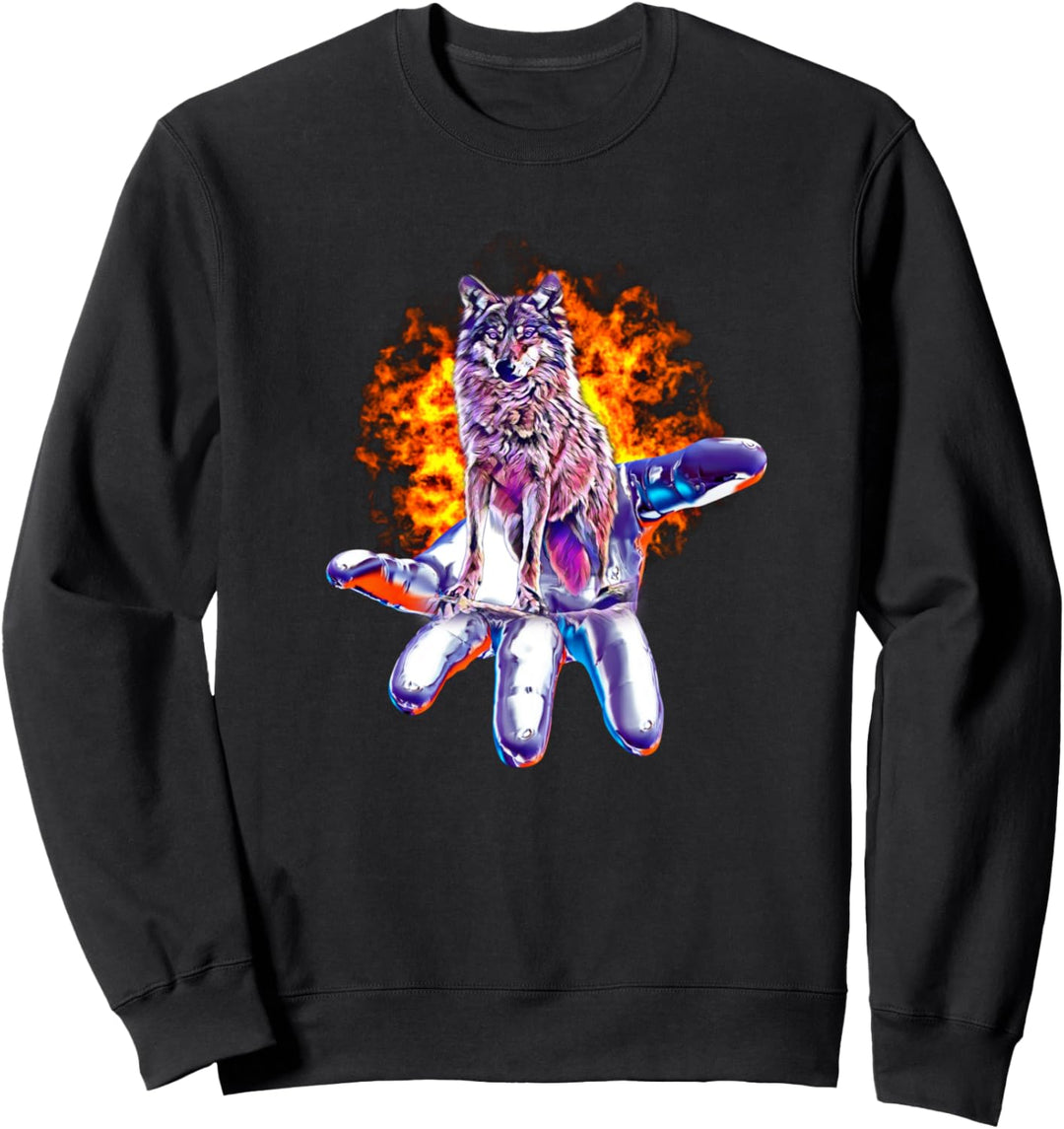 Wolf Motiv Mond Wölfe Sweatshirt