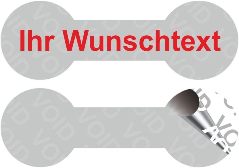 VOID Sicherheitsetiketten"IHR WUNSCHTEXT" auf Rolle - 60 x 20 mm (Rot - 100 Stück), Rot - 100 Stück