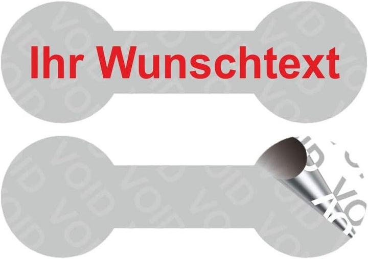 VOID Sicherheitsetiketten"IHR WUNSCHTEXT" auf Rolle - 60 x 20 mm (Rot - 100 Stück), Rot - 100 Stück