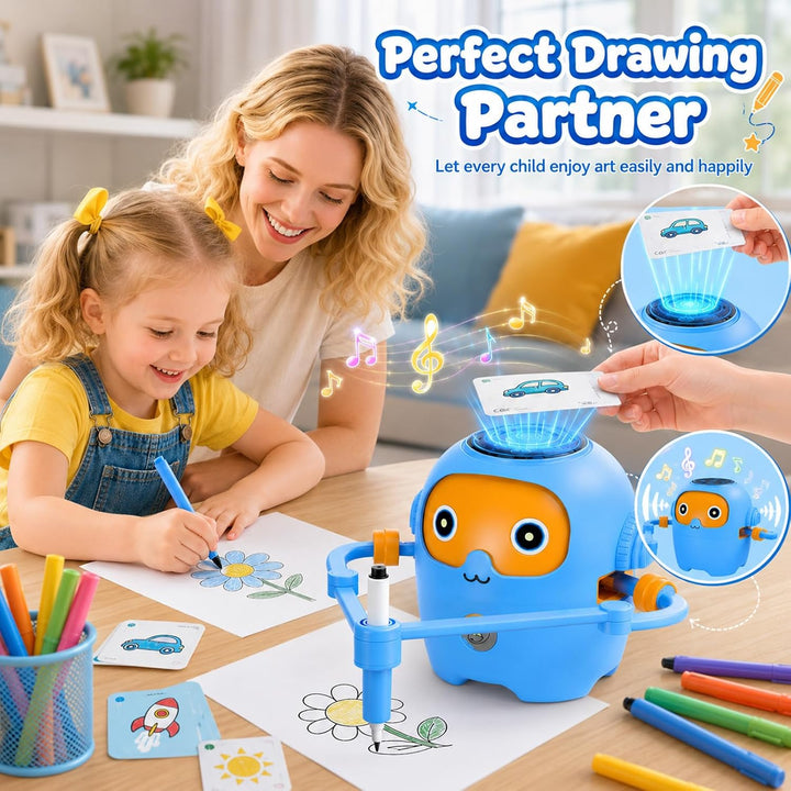 Zeichenroboter für Kinder mit 25 NFC Karten, 5 Stiften &amp; 12 Buntstiften