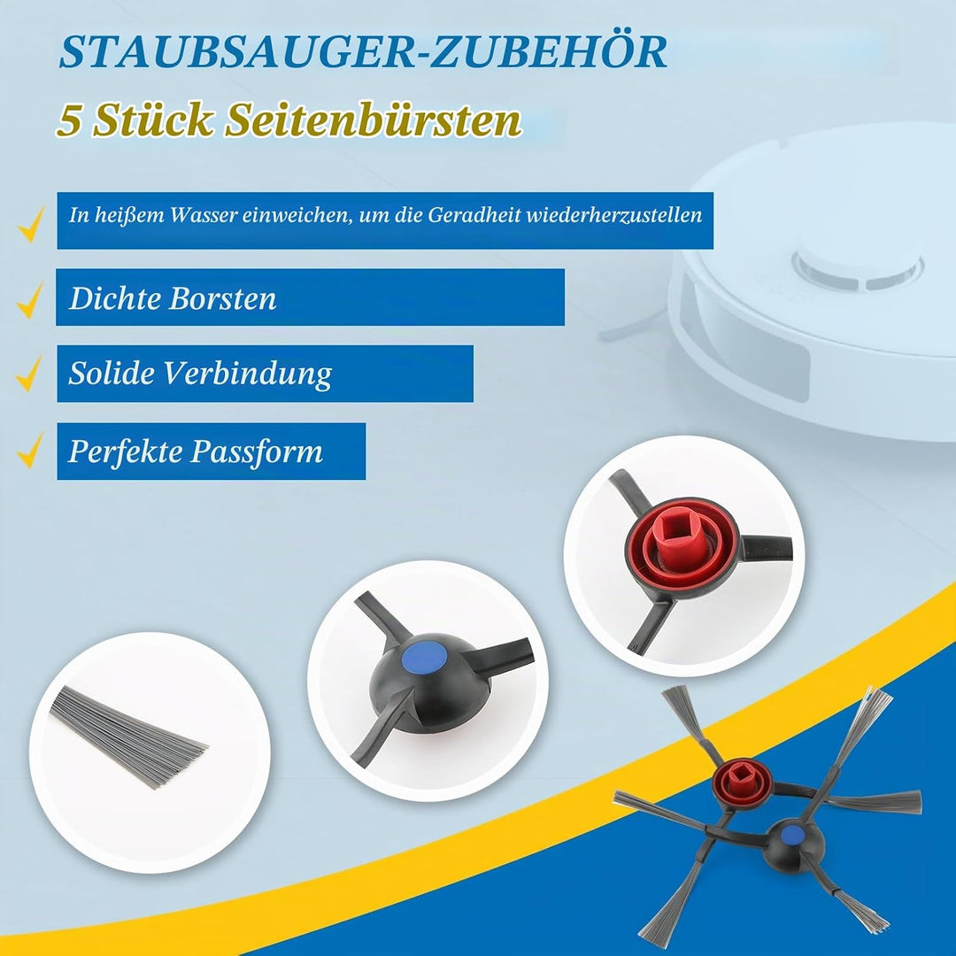 17PCS Zubehör für Ecovacs Deebot N20/N20 Plus/N20 Pro Plus mit 1 Hauptbürste, 5 Mopp, 5 Seitenbürste