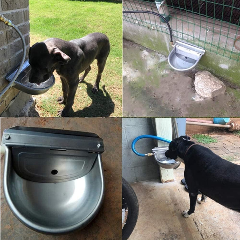 Edelstahl Wassernapf mit 1/2 Zoll Messing Schwimmerventil Hund Automatische Tränke mit Ablassschraub