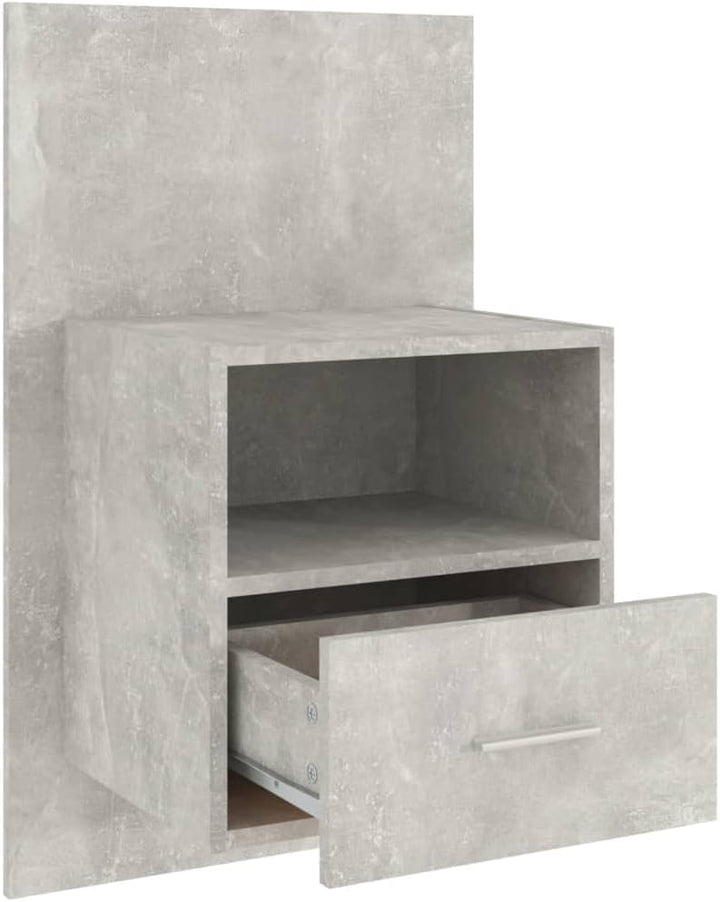 WIFESE Wand-Nachttisch Betongrau Holzwerkstoff 48,5x32,5x80 cm Nachtschrank Nachtkästchen Nightstand