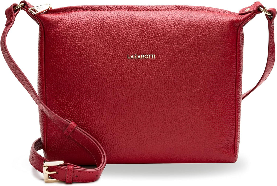Lazarotti Bologna Leder Umhängetasche Damen | verstellbarer Schultergurt | grosse Crossbody Bag | Sc
