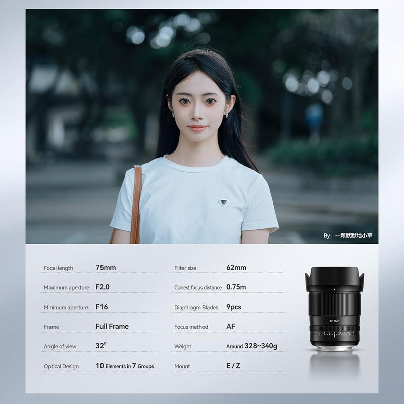 TTARTISAN 75mm F2.0 Kameraobjektiv für Sony E Mount Autofokus Vollformat Portrait objektiv