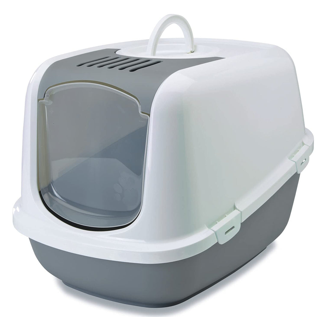 XXL Katzentoilette NESTOR JUMBO weiss-grau speziell für grosse Katzenrassen