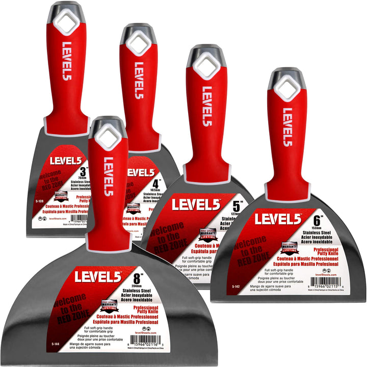 Fugenmesser-Set, Edelstahl - LEVEL5 | Pro-Grade | Sheetrock Gyprock Gipskarton | 5-602
