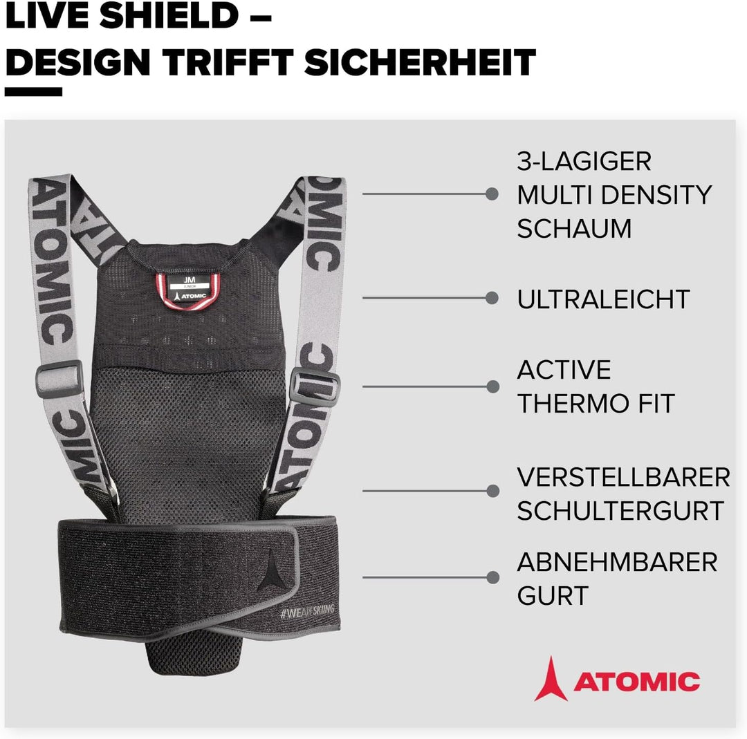 Atomic Kinder Live Shield Jr Ski-Rückenprotektor M Schwarz, M Schwarz