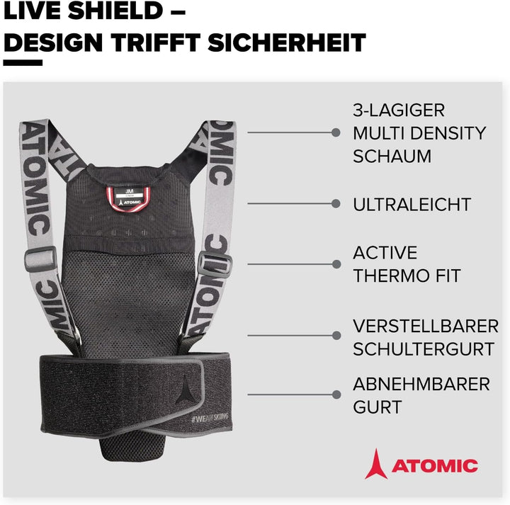 Atomic Kinder Live Shield Jr Ski-Rückenprotektor M Schwarz, M Schwarz