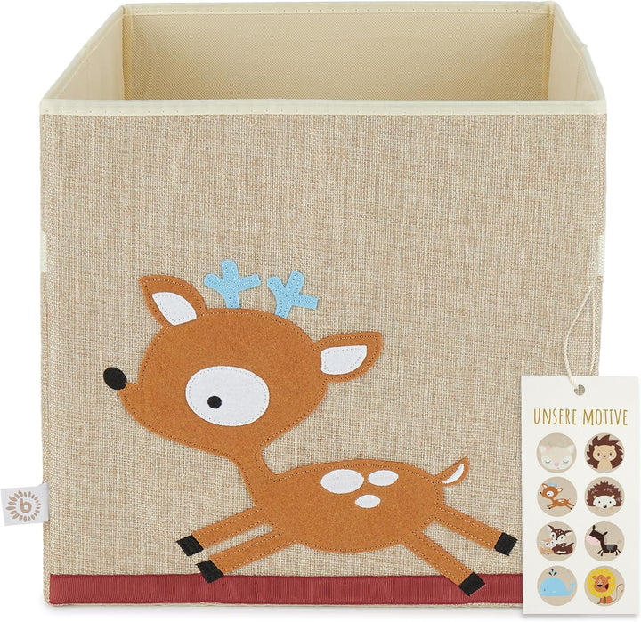 Bieco Aufbewahrungsbox Kinder | REH Motiv ca. 36L faltbar | Süsse Spielzeug Kiste für Kallax Regal |