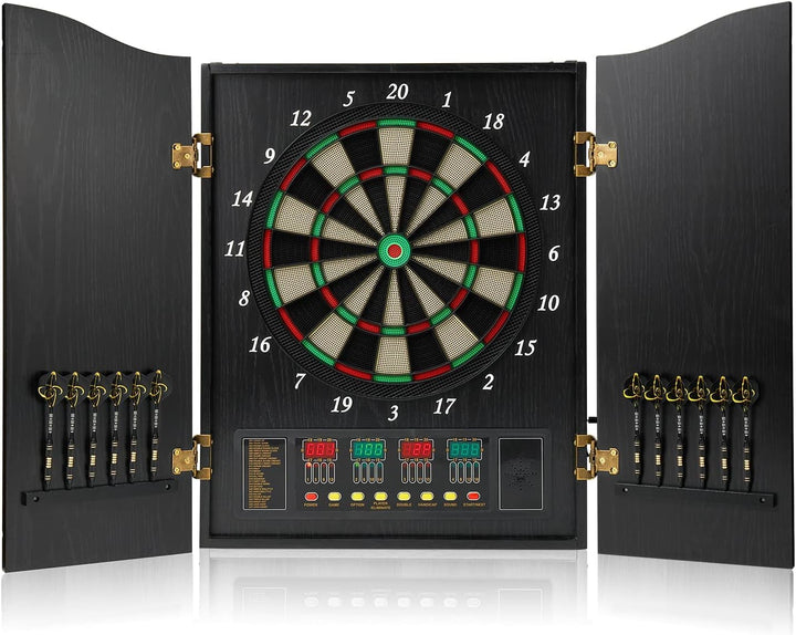 Brovamo Dartscheibe, Dekoratives Dartscheiben-Schrank-Set [12*Soft Tip Darts], Elektronische Dartsch