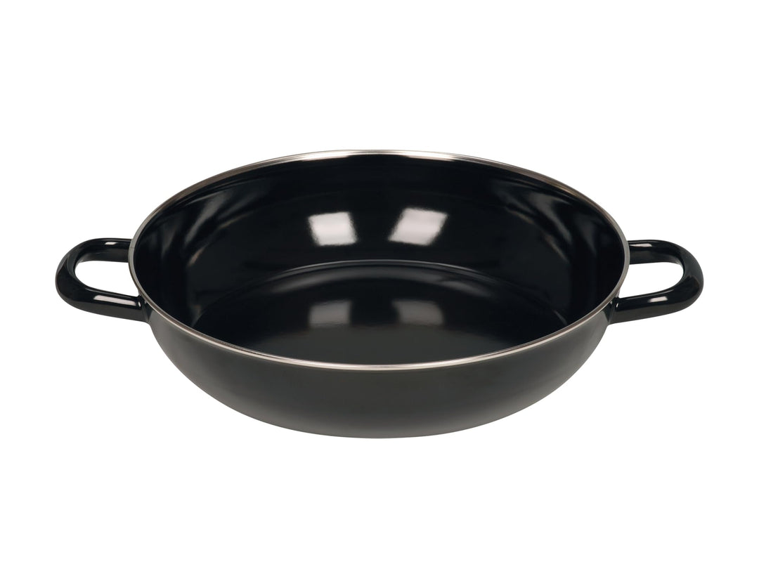 Riess, 0077-022, Schmorpfanne 28, OHNE Glasdeckel, CLASSIC - SCHWARZEMAILLE, Durchmesser 28 cm, Höhe