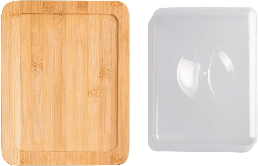 Jonas - Käseglocke / Käsedose / Käse Servierplatte / Bambus Schneidebrett - mit Deckel - Ideal für d