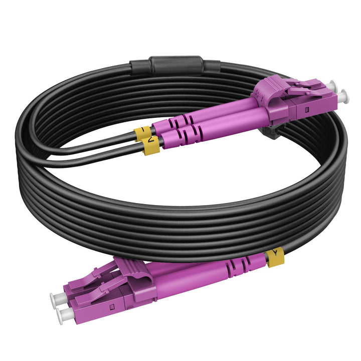 15m Gepanzerte Glasfaser-Kabel OM4 LC auf LC Duplex Multimode, LWL-Kabel für den Innen- und Aussenbe