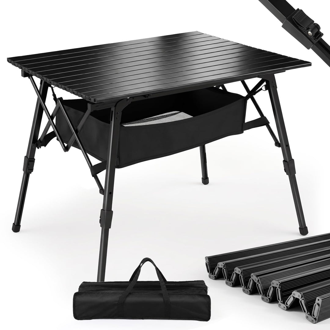 Sekey Campingtisch Faltbar Klapptisch mit Aluminiumrahmen Aufrollbare Tischplatte (72x69cm) Falttisc