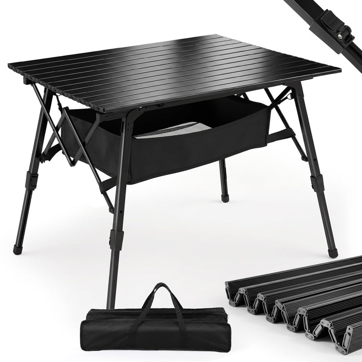 Sekey Campingtisch Faltbar Klapptisch mit Aluminiumrahmen Aufrollbare Tischplatte (72x69cm) Falttisc