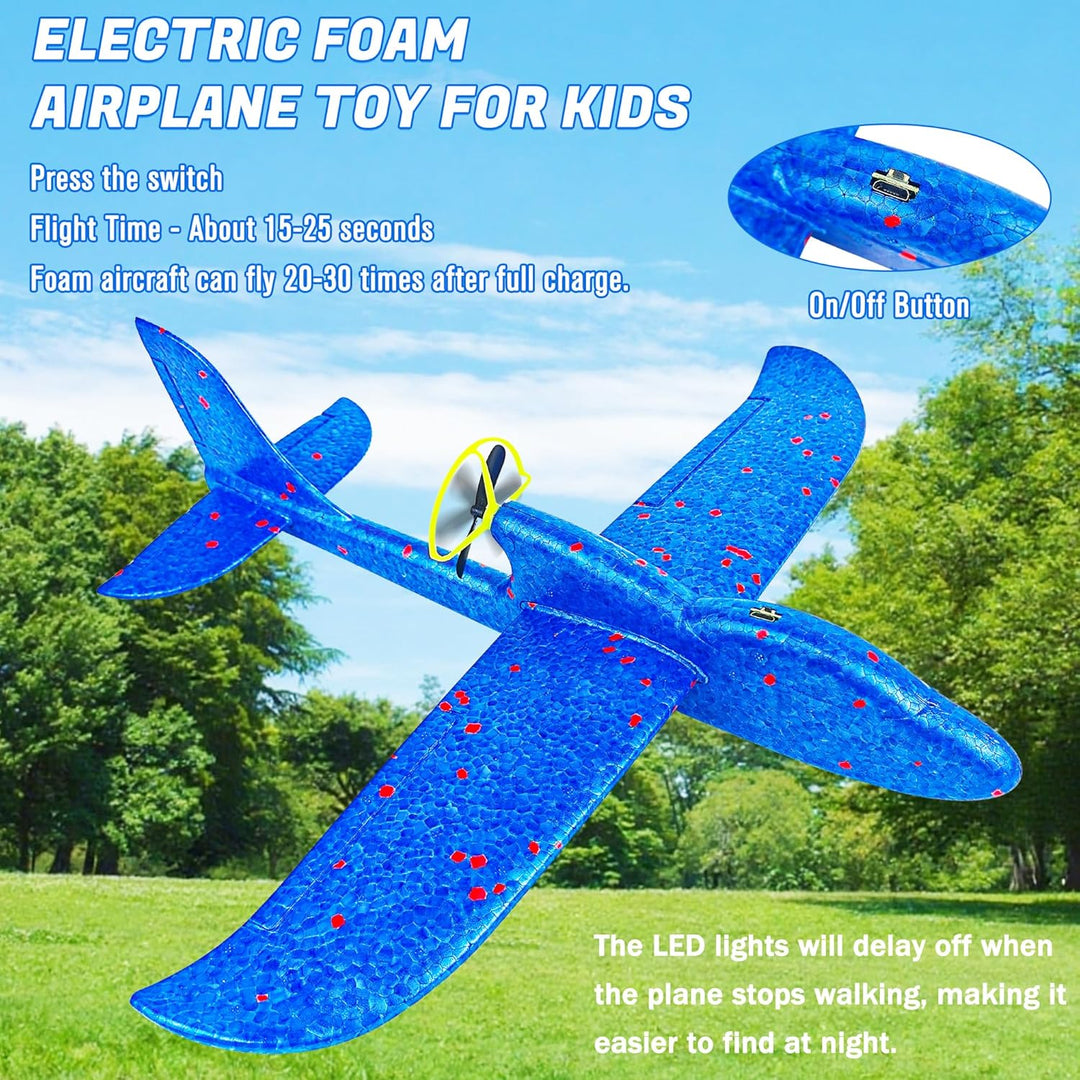 2 Stück Flugzeug Spielzeug, Styropor Flugzeuge für Kinder Elektrisches Wurfgleiter Styroporflieger L