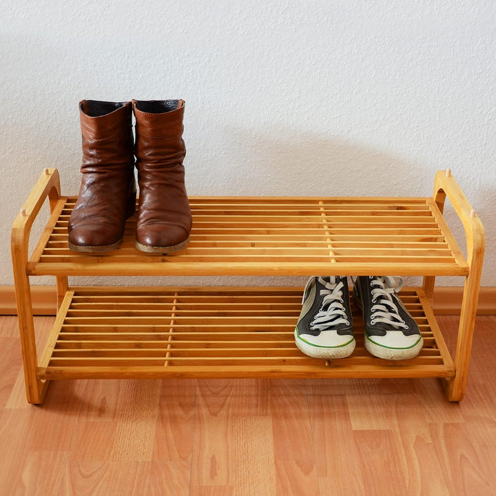 Relaxdays Schuhregal Bambus H x B x T: ca. 33 x 75 x 33 cm Schuhablage aus Holz für 6 Paar Schuhe Sc