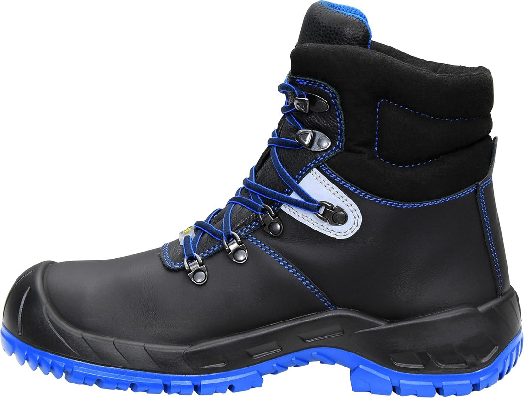 ELTEN Sicherheitsschuhe ALESSIO XW Mid ESD S3, Herren, Leder, Stahlkappe, leicht, robust, Schwarz/Bl