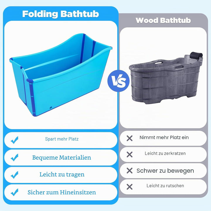 Faltbare Badewanne Erwachsene 98 * 50 * 56cm, Badezimmer Sauna und Schwimmbad Indoor/Outdoor Blau