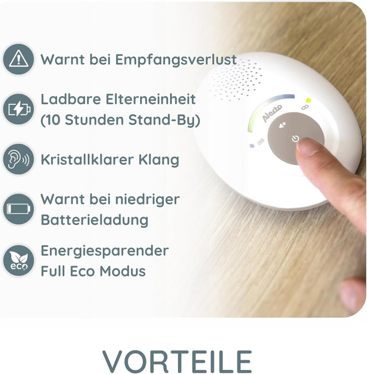Alecto DBX110 Babyphone Audio - digitales Babyphone mit DECT - 300 m Reichweite - kompaktes Design -