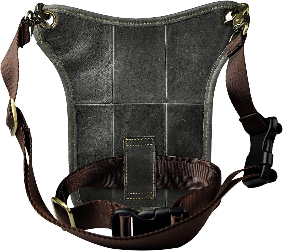 Le'aokuu Herren Echtes Leder Tasche Beinbeutel Beintasche Aussenbeintasche Beinbeuteltasche Reisen H