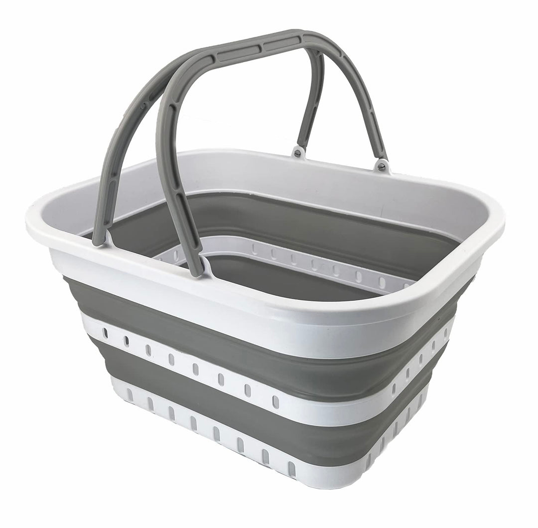 SAMMART 19L Collapsible Tub with Handle - Portable Outdoor Picnic Basket/Crater - Foldable Shopping