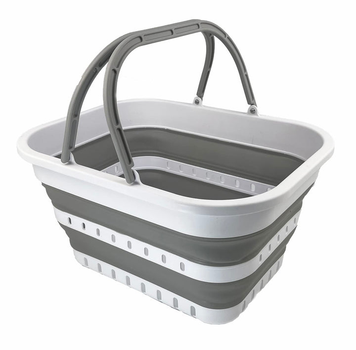 SAMMART 19L Collapsible Tub with Handle - Portable Outdoor Picnic Basket/Crater - Foldable Shopping