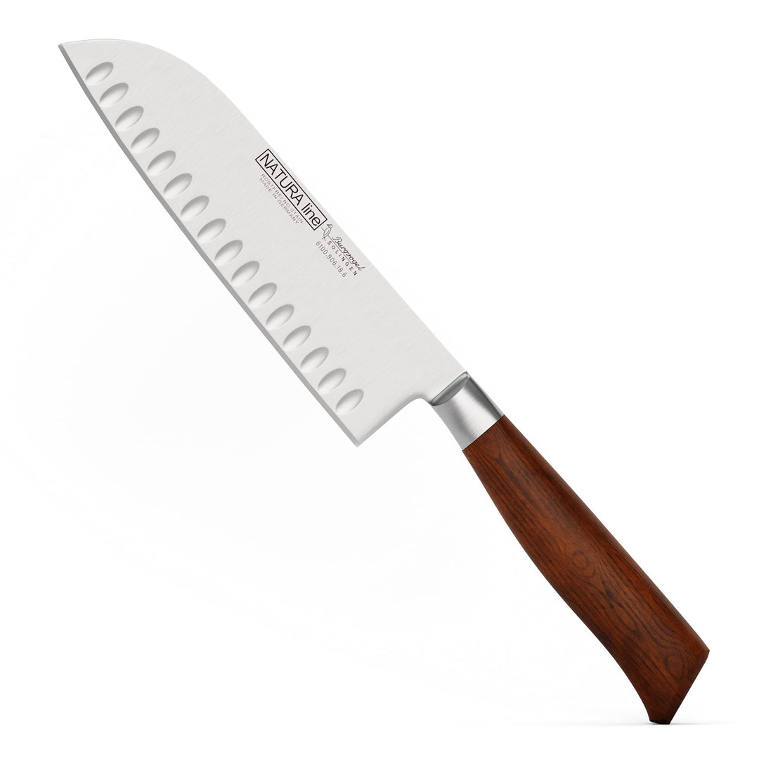 Burgvogel Solingen Natura Line, Santokumesser Holzgriff, rot satiniert, geschmiedet, 18 cm mit Kulle
