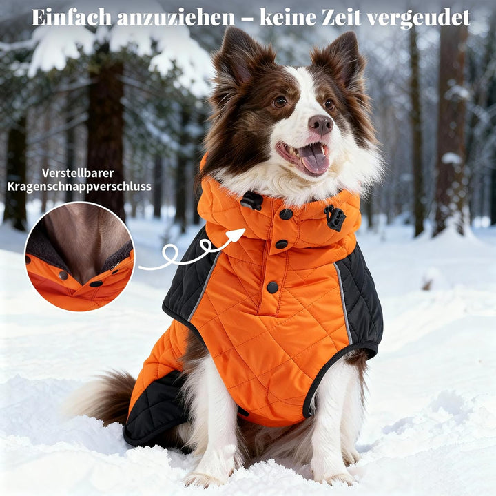 Hundemantel mit reflektierendem Design, Winddicht und wasserdicht, verdickter Kragen für Windschutz,