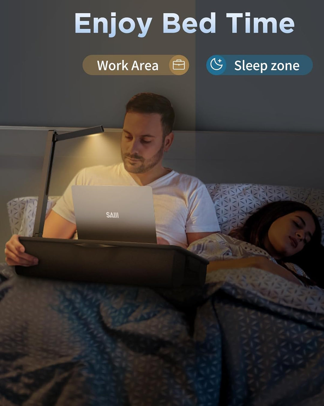 SAIJI laptopkissen mit LED-Licht, 2024 Verbesserter Laptop Ständer Bett -Passend für Laptop & MacBoo