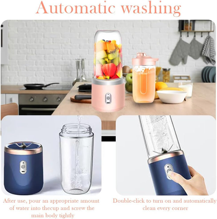 Tragbarer Mixer, 400ml Smoothie Maker to Go mit Reisedeckel fresh juice mixer USB Mini-Mixer mit 6 K