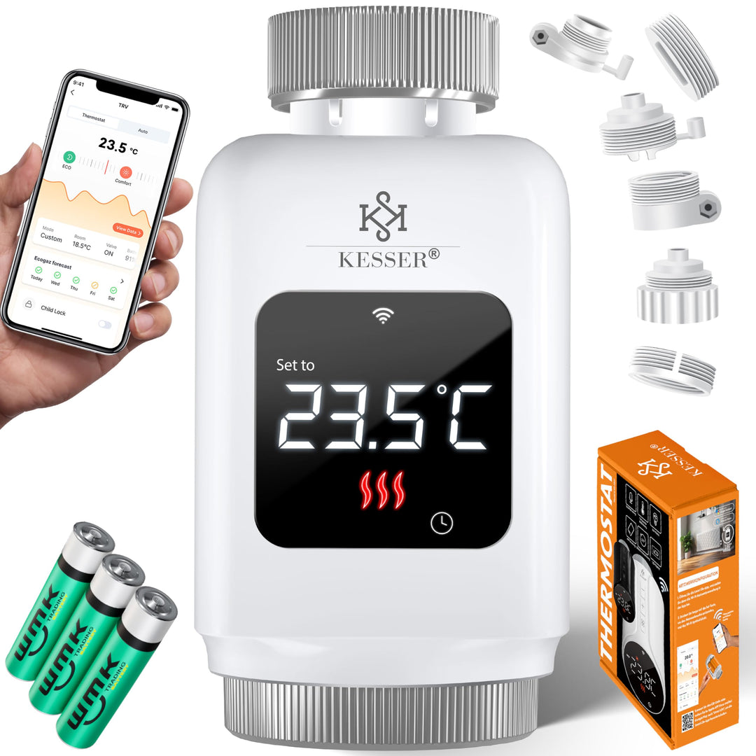 KESSER® Heizkörperthermostat 3er Set WiFi Heizungsregler | Heizungsthermostat WLAN mit Smart Home Ap